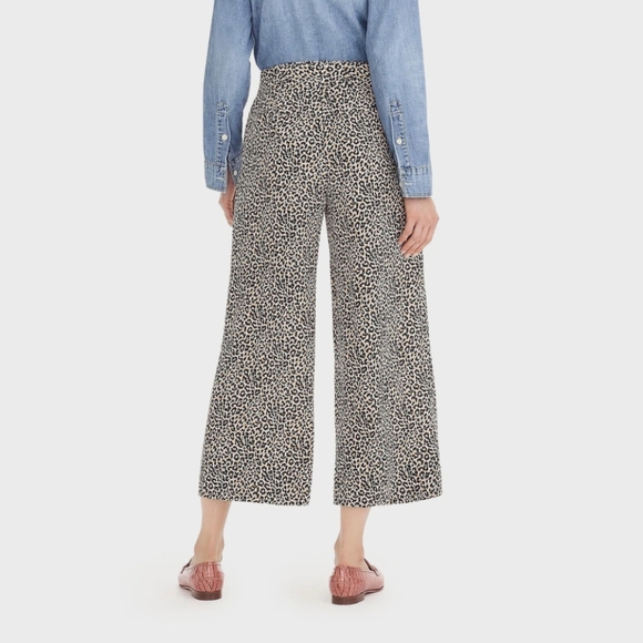 J Crew Wide Leg Cropped Leopard Print Pants - Picture 3 of 9